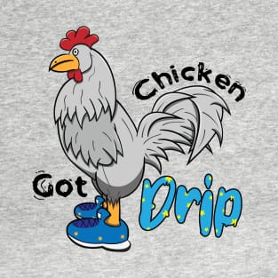 Chicken With Shoes White Blue DRIP T-Shirt